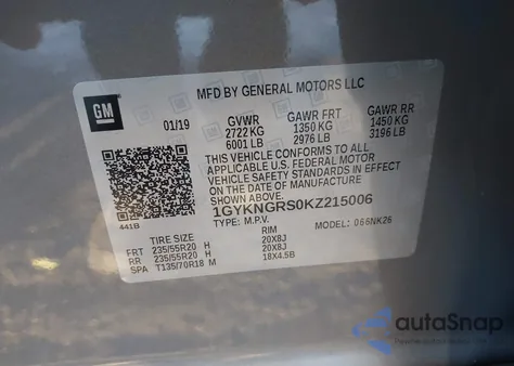 2019 Cadillac Xt5 Platinum from USA, damaged, VIN 1GYKNGRS0KZ215006
